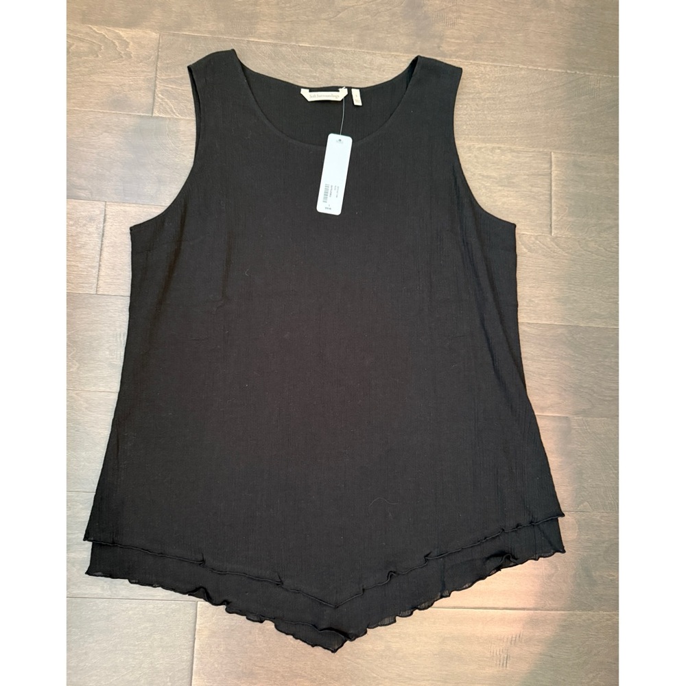 NWT Soft Surroundings Black Siesta Key Gauze Tank Top Large